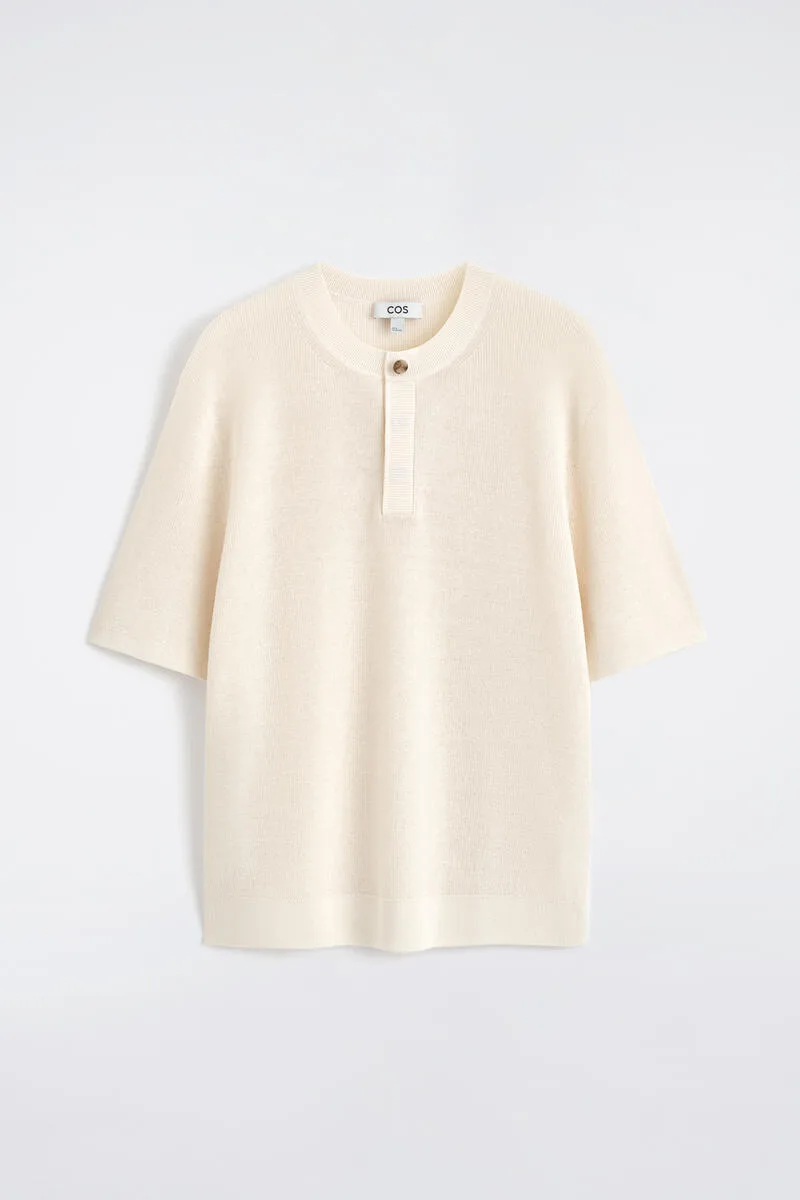 Knitted Linen Henley T-Shirt by COS