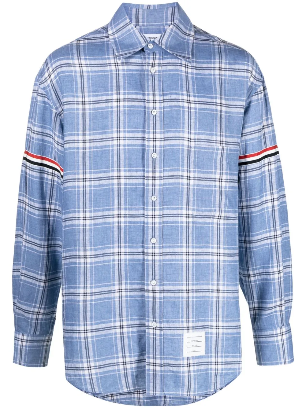 RWB Stripe Checked Linen Shirt by Thom Browne