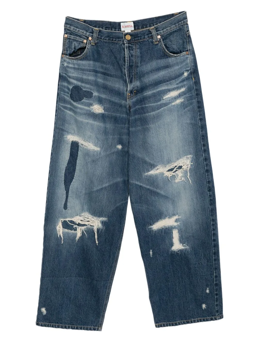 Distressed Denim Jeans by KAMIYA