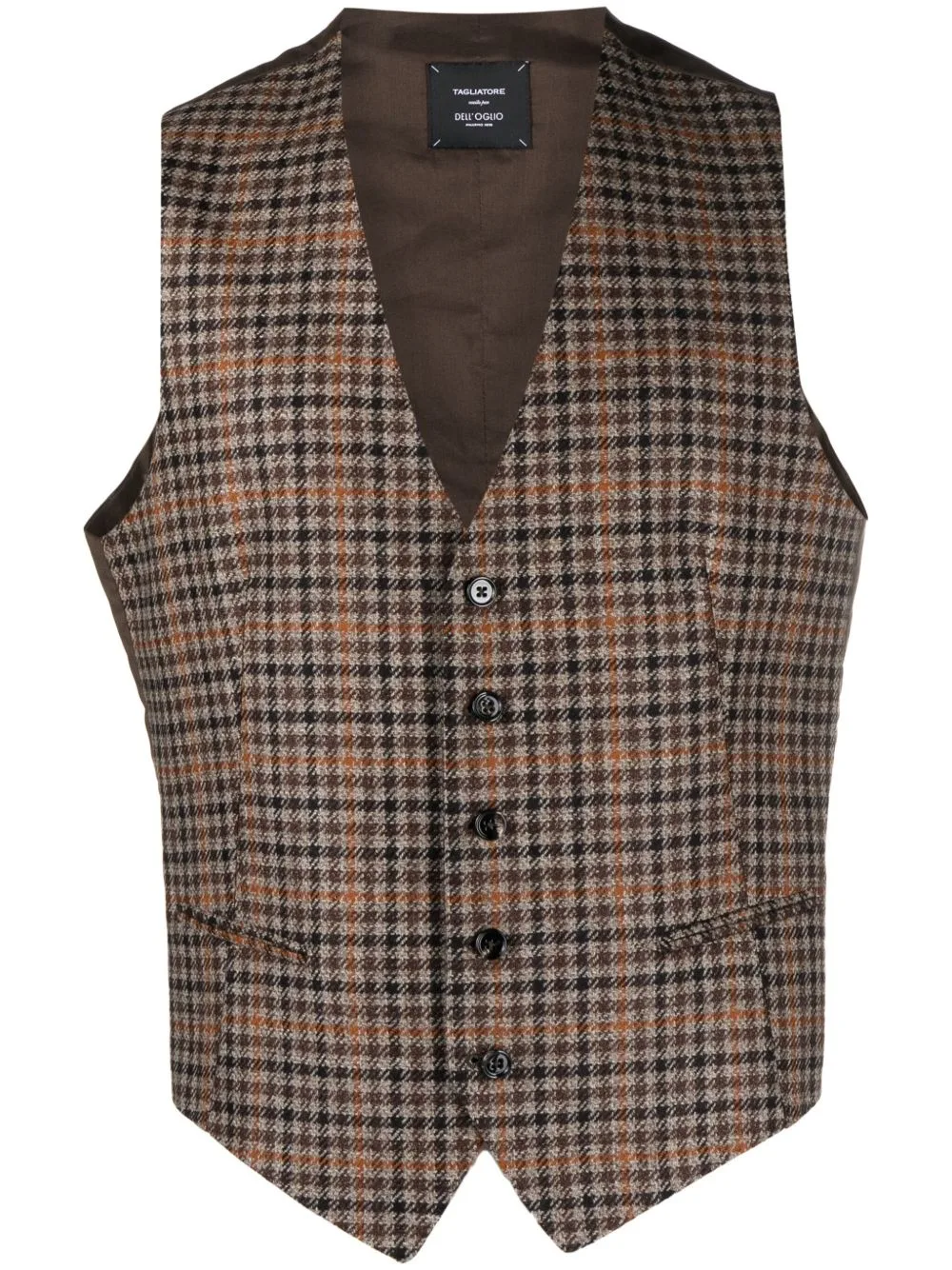 Shepherd's-Check Virgin-Wool Waistcoat by Tagliatore