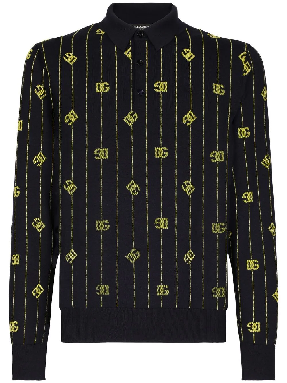 Logo-Jacquard Long-Sleeve Polo Shirt