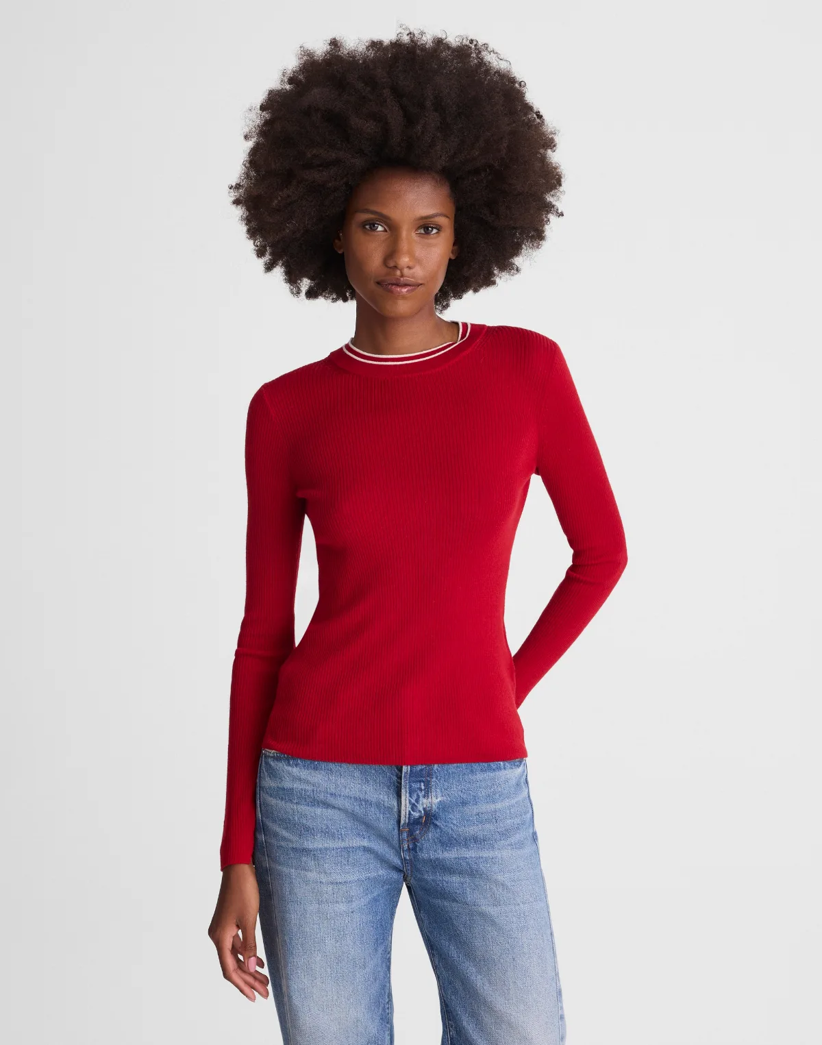 Double-Layered Crewneck Sweater in Merino-Silk Blend by MW