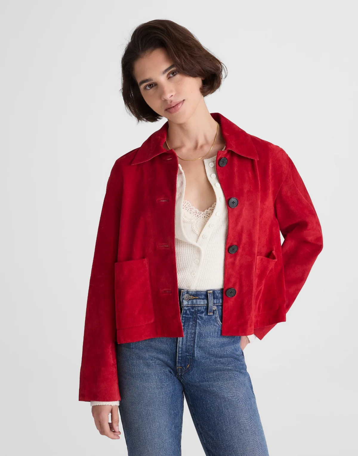 Boxy-Crop Jacket in Suede by MW