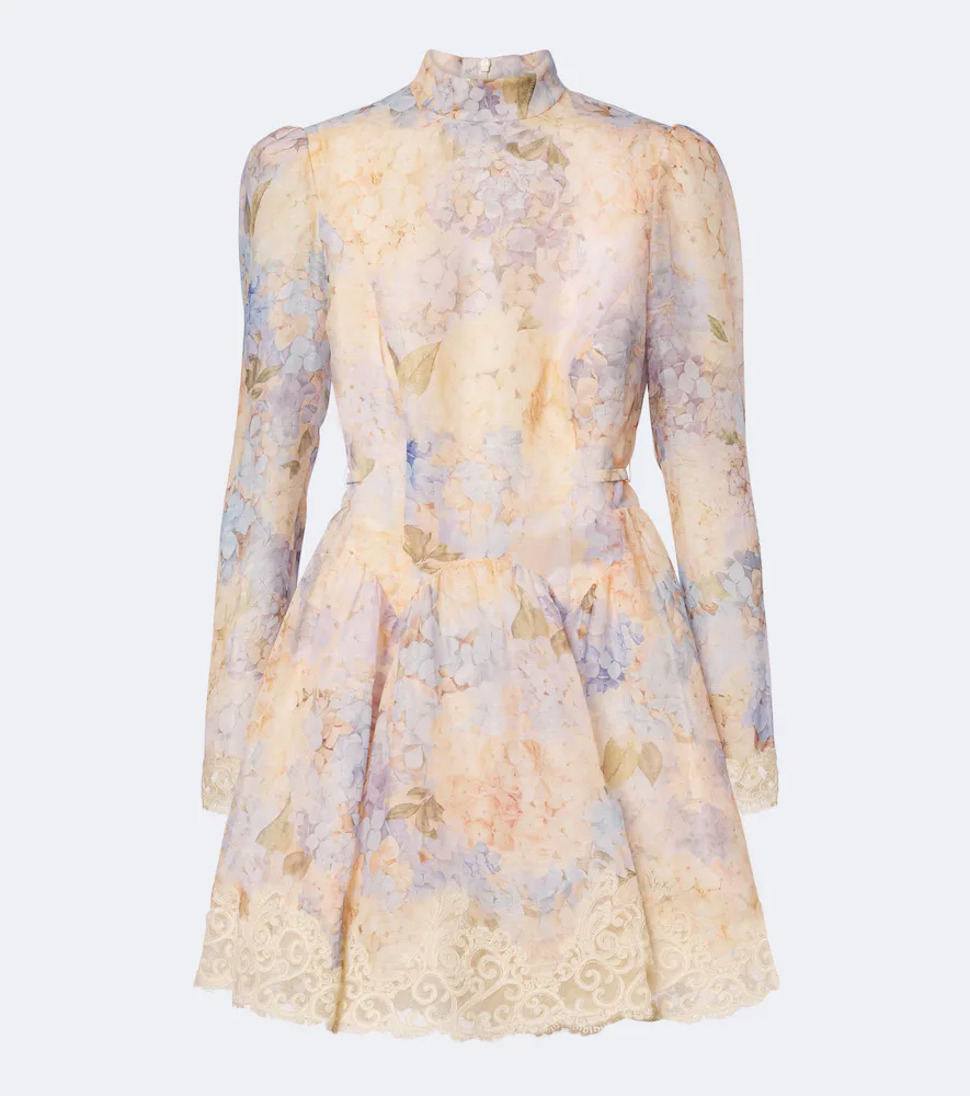 Valiant Floral Linen and Silk Minidress by Zimmermann