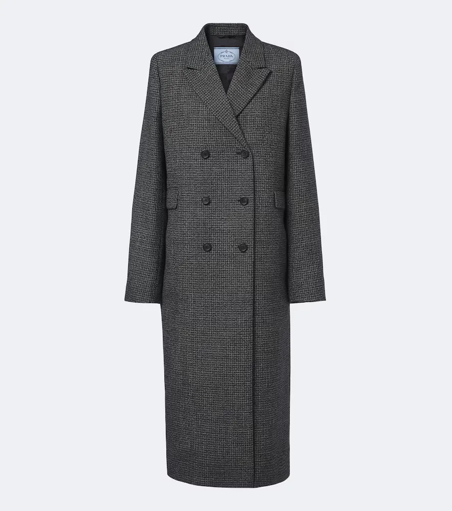 Checked Virgin Wool Coat by Prada