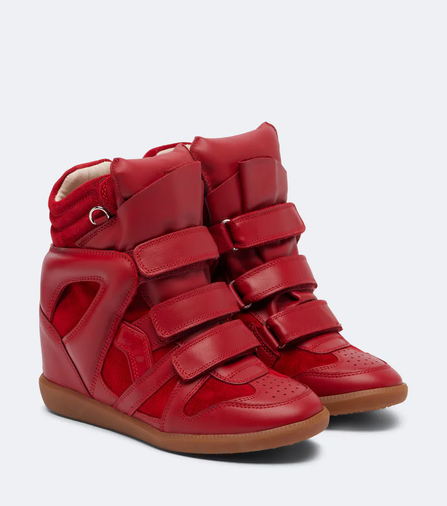 Beckett Leather and Suede Wedge Sneakers by Isabel Marant
