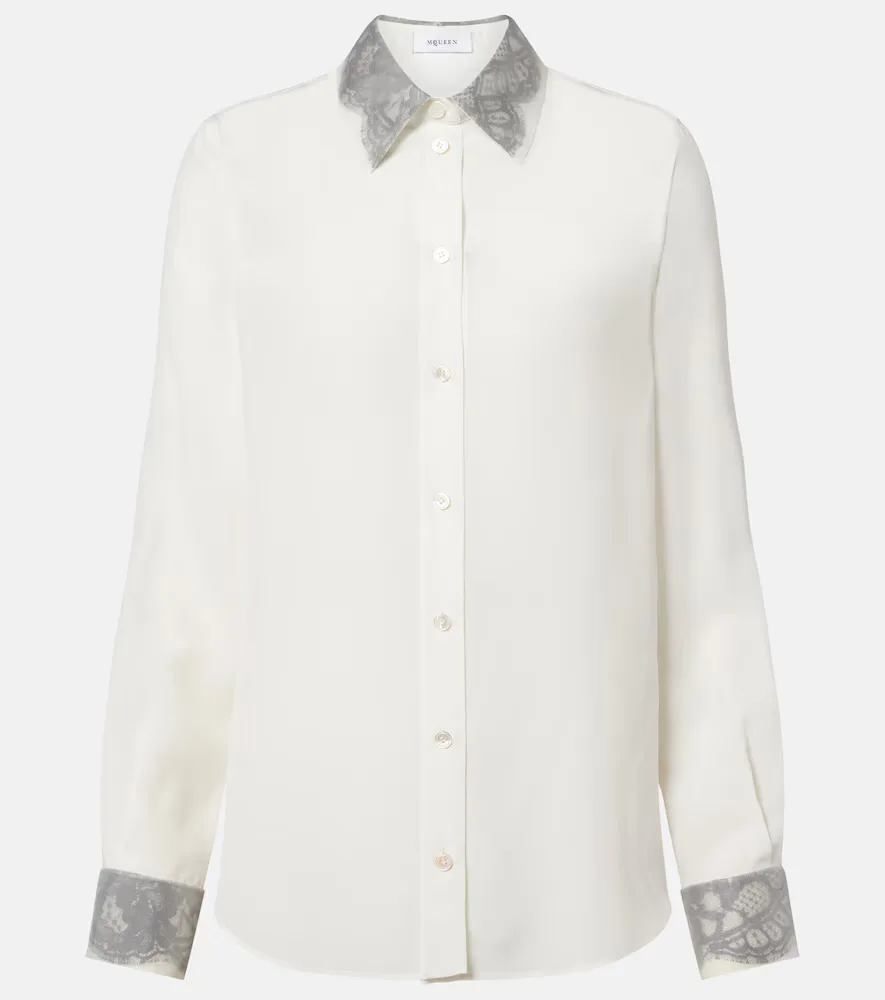 Lace-Trimmed Silk Shirt by McQueen