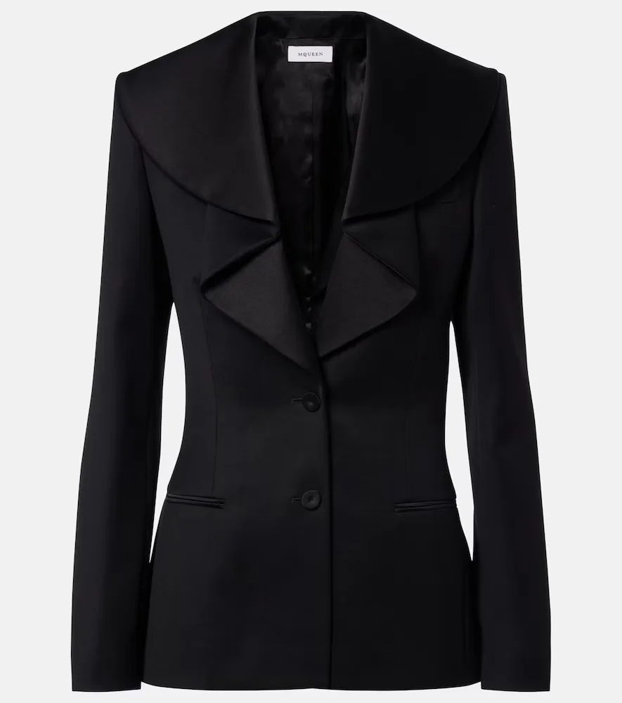 Satin-Trimmed Wool Barathea Blazer by McQueen