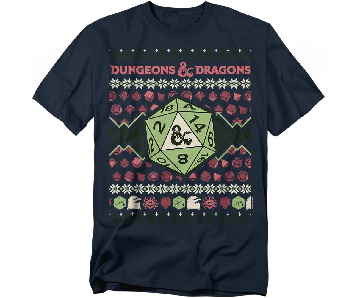 Dungeons and Dragons 20 Sided Dice Ugly Christmas T-Shirt by D&d