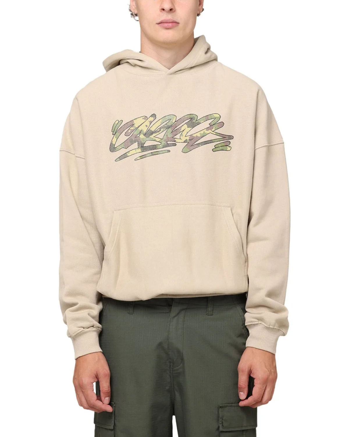 Camo Script Hoodie by Carre