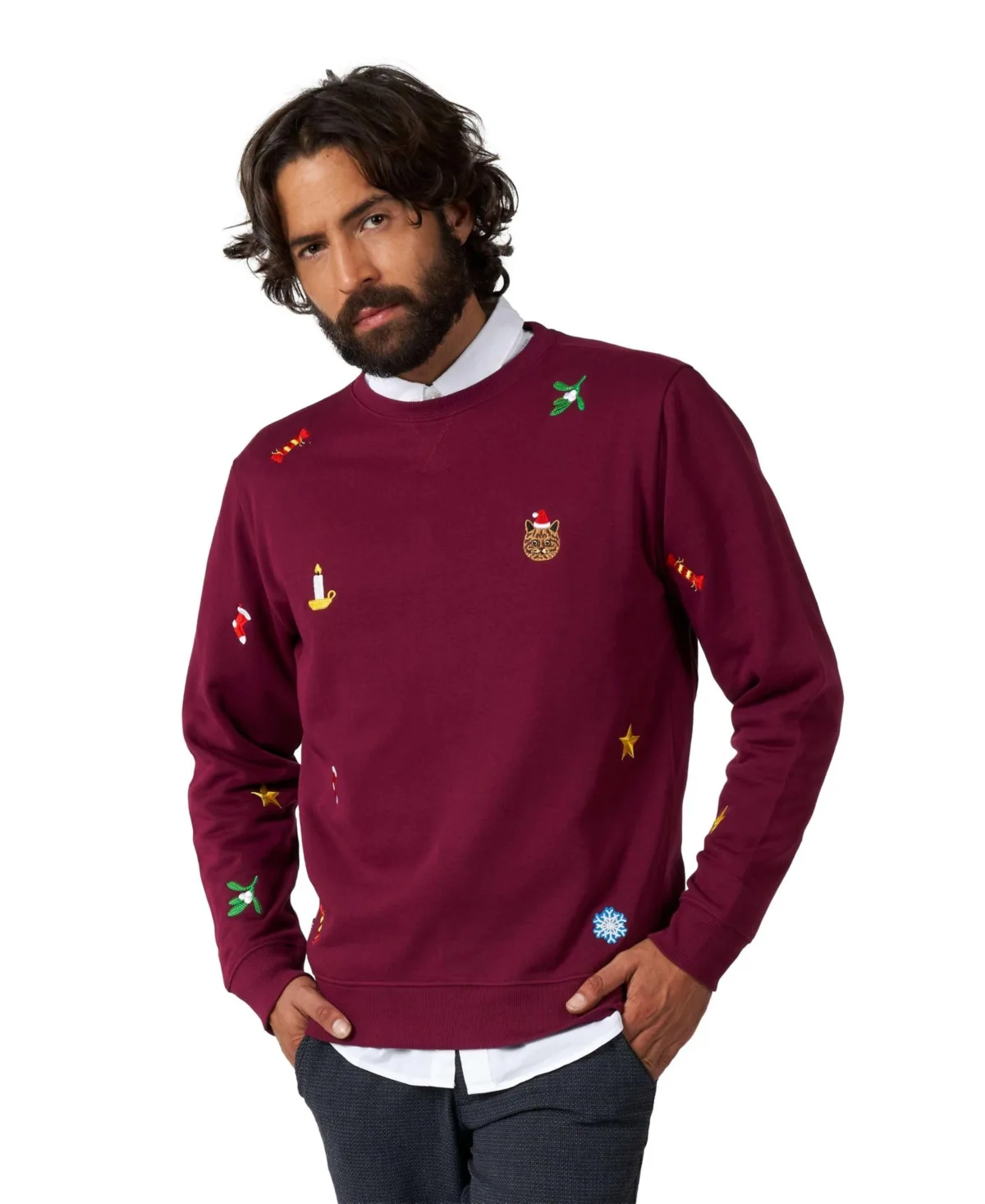 X-Mas Icons Long Sleeve Crew Neck Christmas Sweater by Opposuits Deluxe