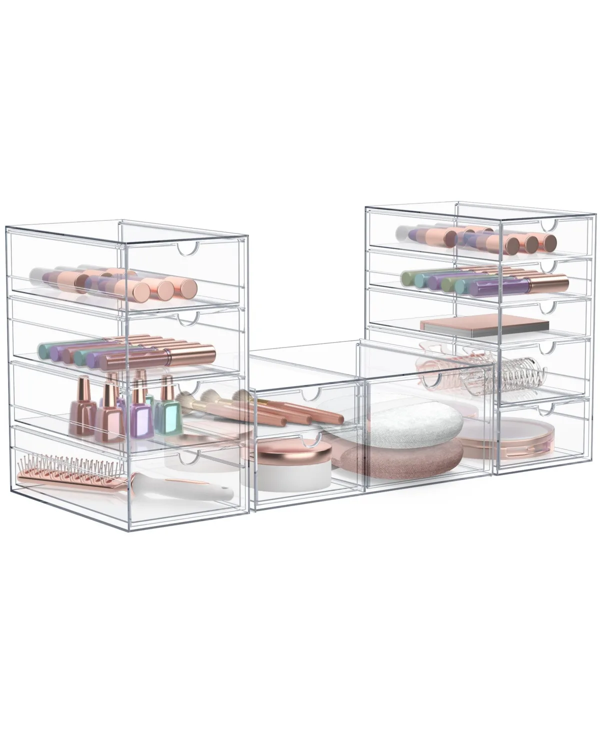12 Drawers Acrylic Organizer 3 Pcs Clear Stackable Storage Drawers by Sorbus