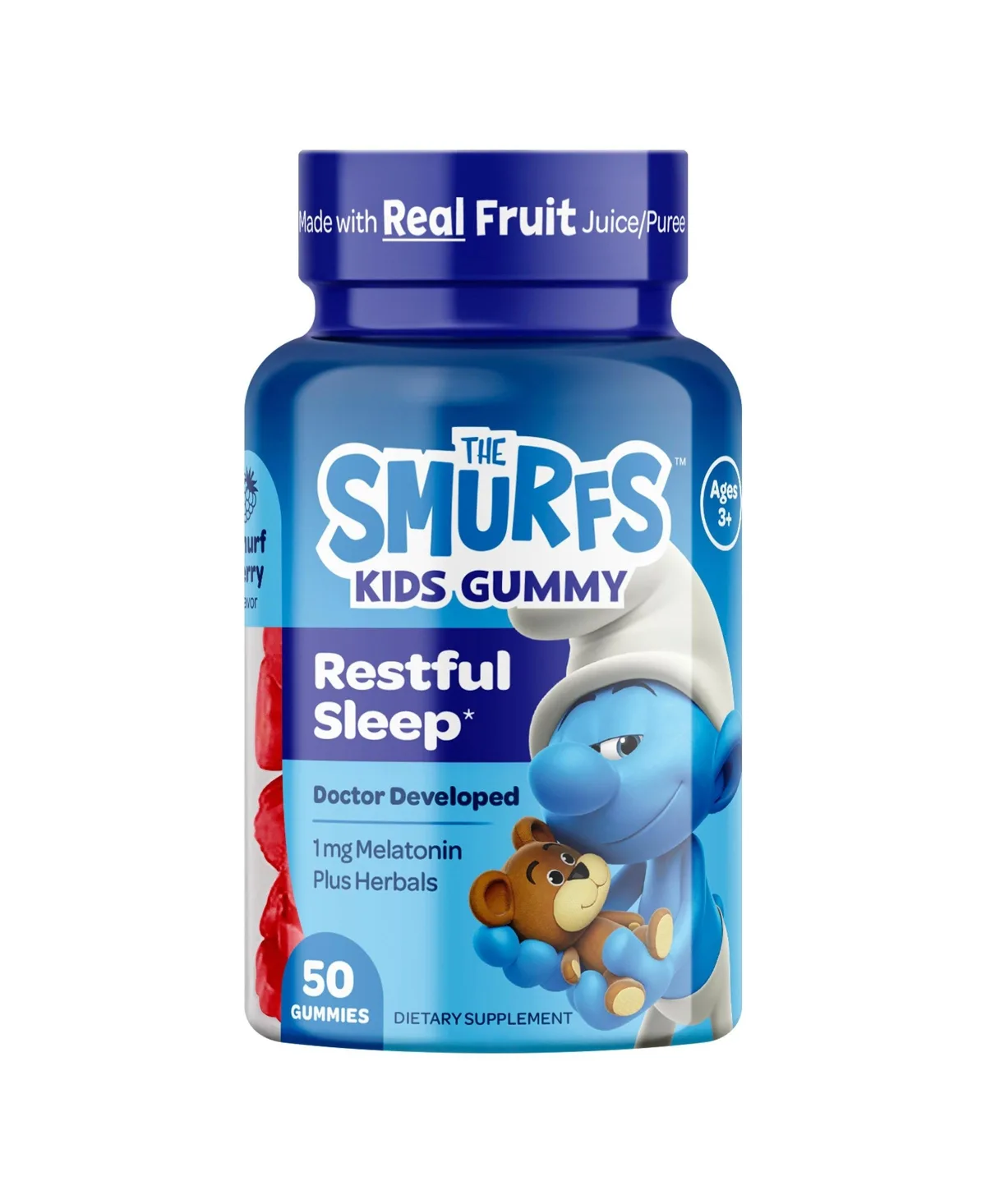 Smurfs Restful Sleep Vitamin Gummies with Melatonin Smurfs Berry Flavored 50ct by Vitaburst