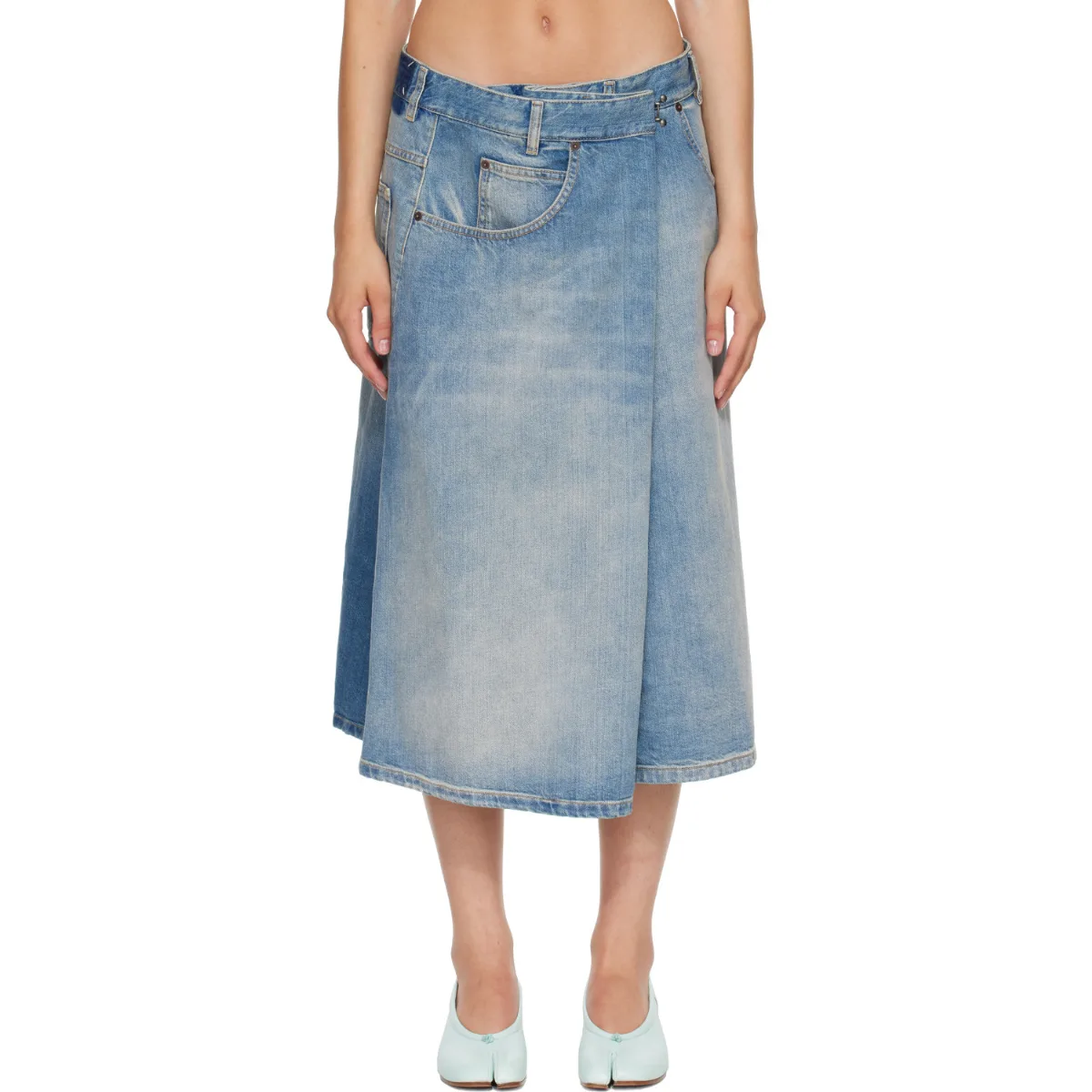 Wrap Denim Midi Skirt by Maison Margiela