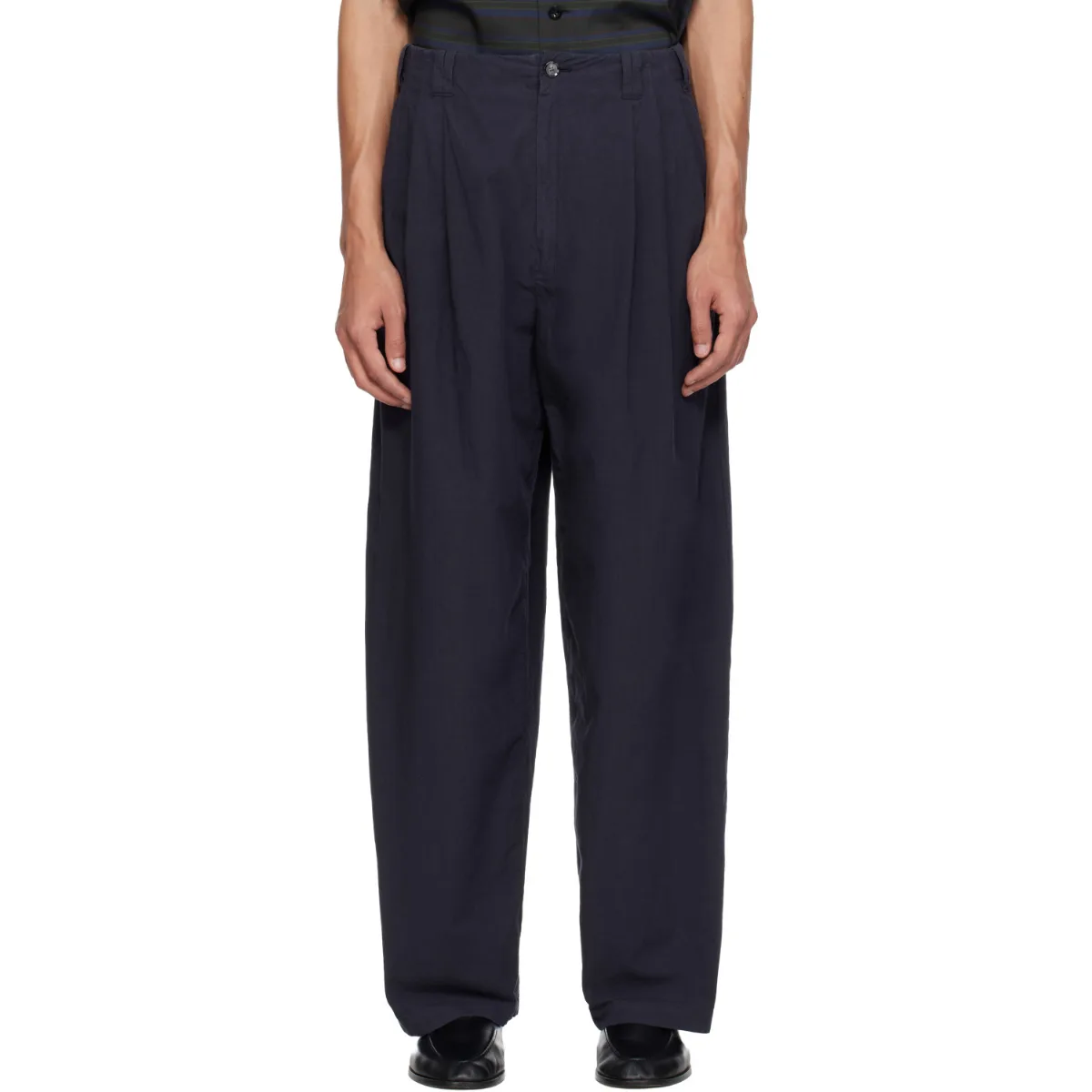Cotton Typewriter Garment-Dyed 3pleated Tapered Trousers