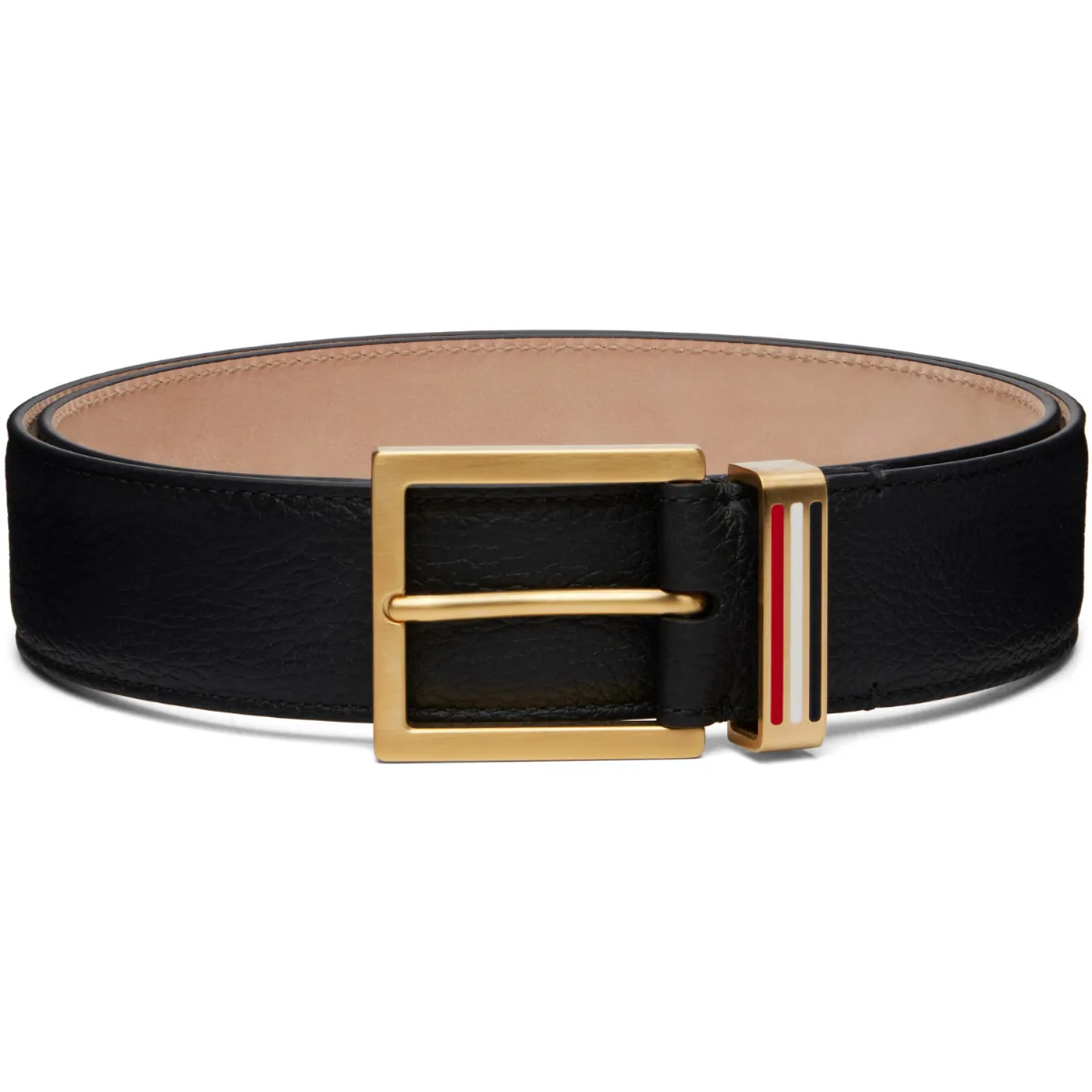 Soft Pebble Grain Metal Loop Belt by Thom Browne