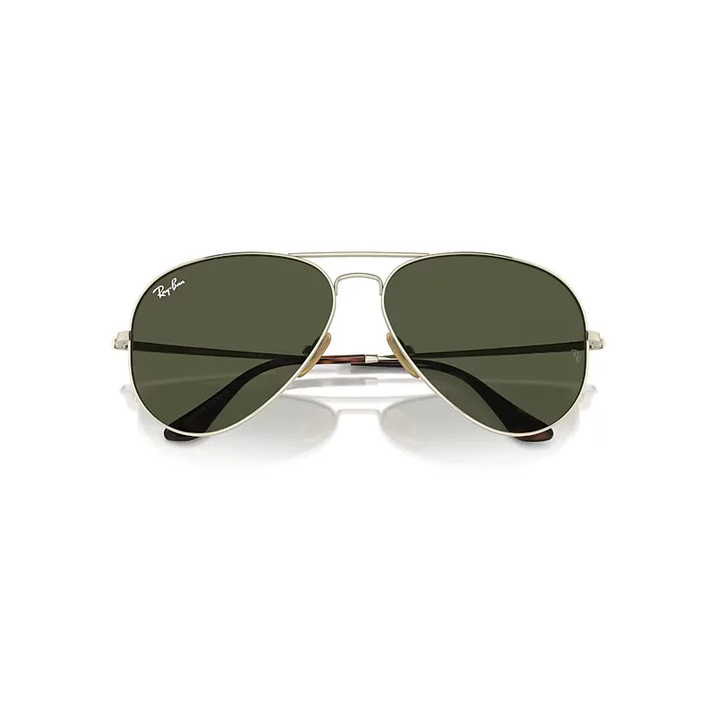 Aviator Titanium Sunglasses Arista Gold Frame Green Lenses by Ray-Ban