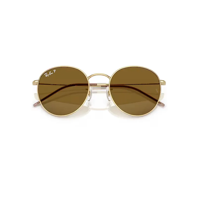 Round Reverse Sunglasses Arista Gold Frame Brown Lenses Polarized