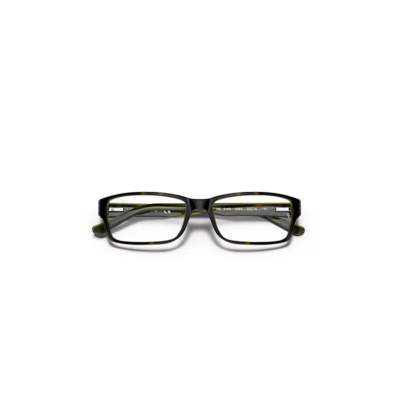 Rb5169 Optics Eyeglasses Havana on Green Transparent Frame Clear Lenses by Ray-Ban