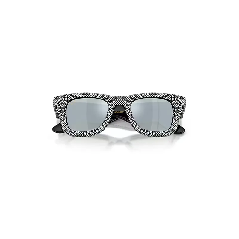 Wayfarer Puffer Crystal Pavè Edition Sunglasses Black Frame Green Lenses by Ray-Ban