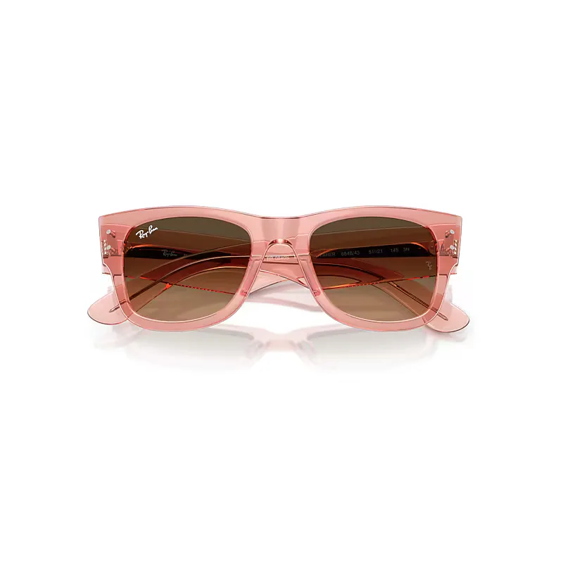 Mega Wayfarer Sunglasses Transparent Pink Frame Brown Lenses by Ray-Ban
