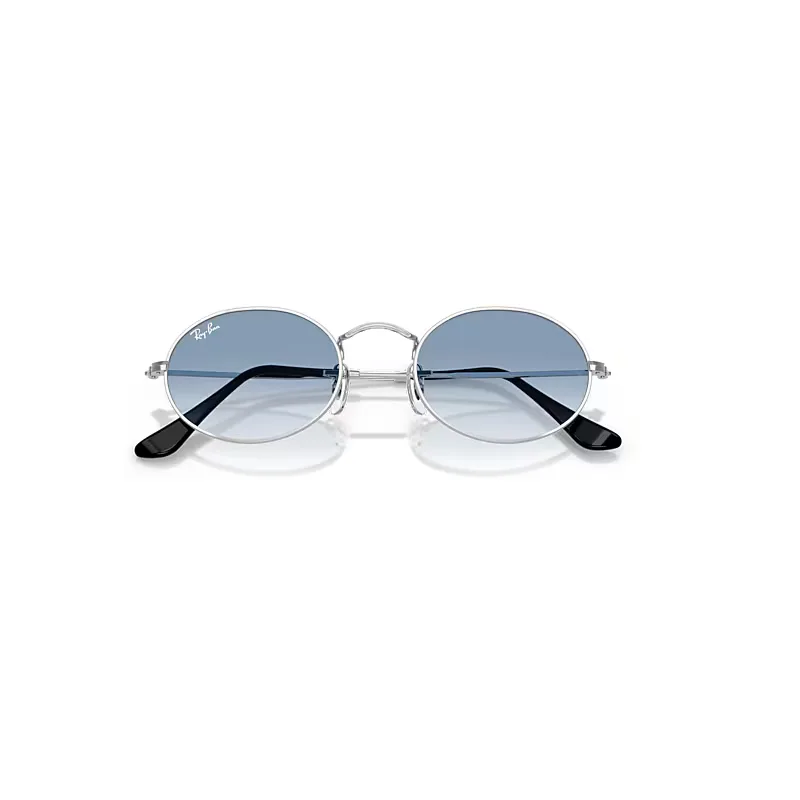 Oval Metal Sunglasses Blue Lenses by Ray-Ban