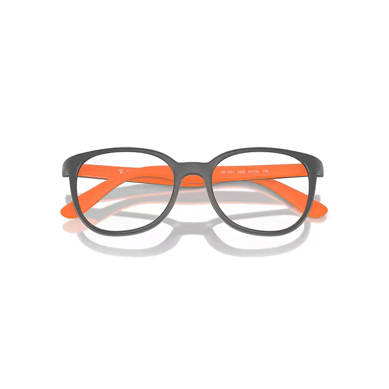 Rb1631 Optics Bio-Based Eyeglasses Dark Grey on Orange Frame Clear Lenses by Ray-Ban