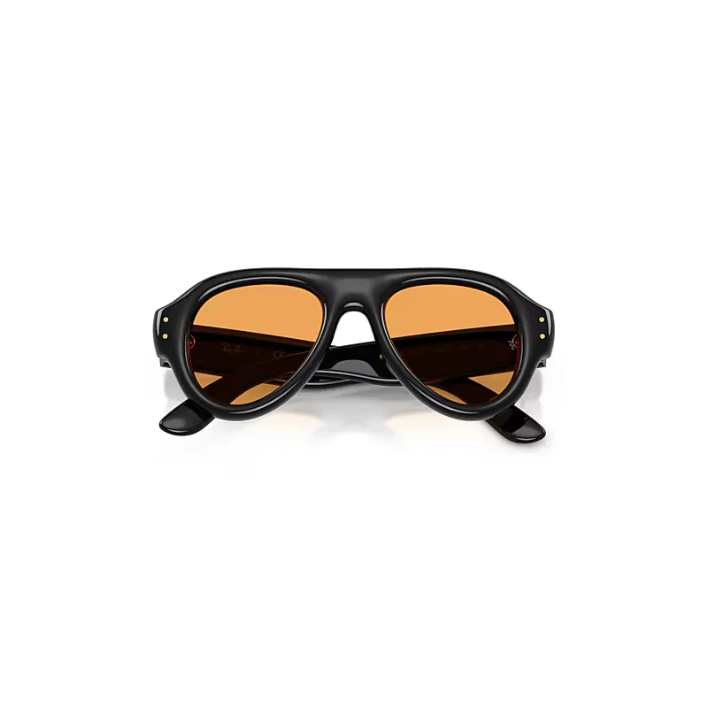 Aviator Puffer Sunglasses Orange Lenses by Ray-Ban
