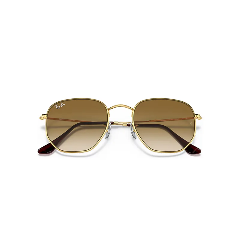 Hexagonal Sunglasses Arista Gold Frame Brown Lenses by Ray-Ban