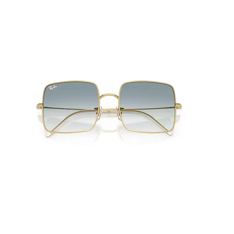 Square 1971 Reverse Sunglasses Arista Gold Frame Blue Lenses by Ray-Ban