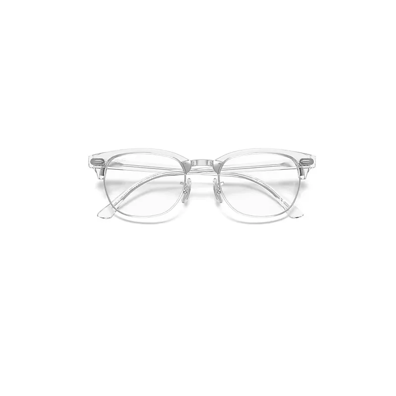 Clubmaster Optics Eyeglasses White Transparent Frame Clear Lenses by Ray-Ban