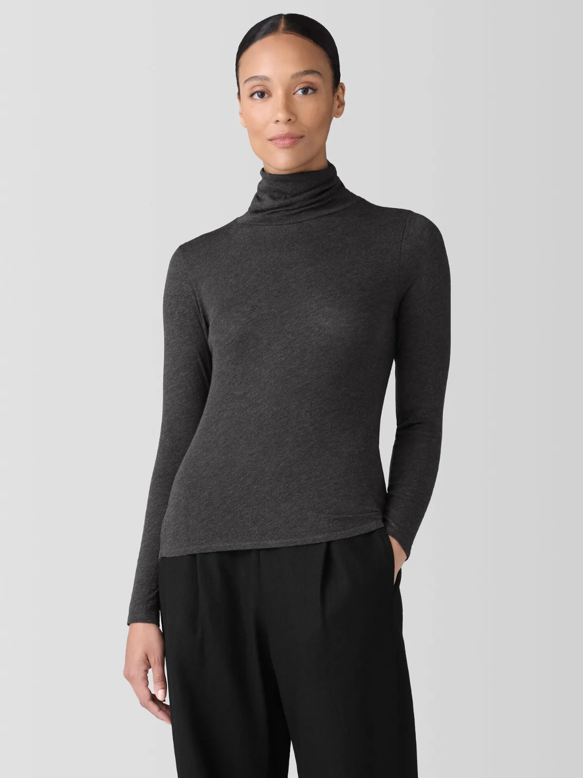Sheer Knit Turtleneck Top by EILEEN FISHER