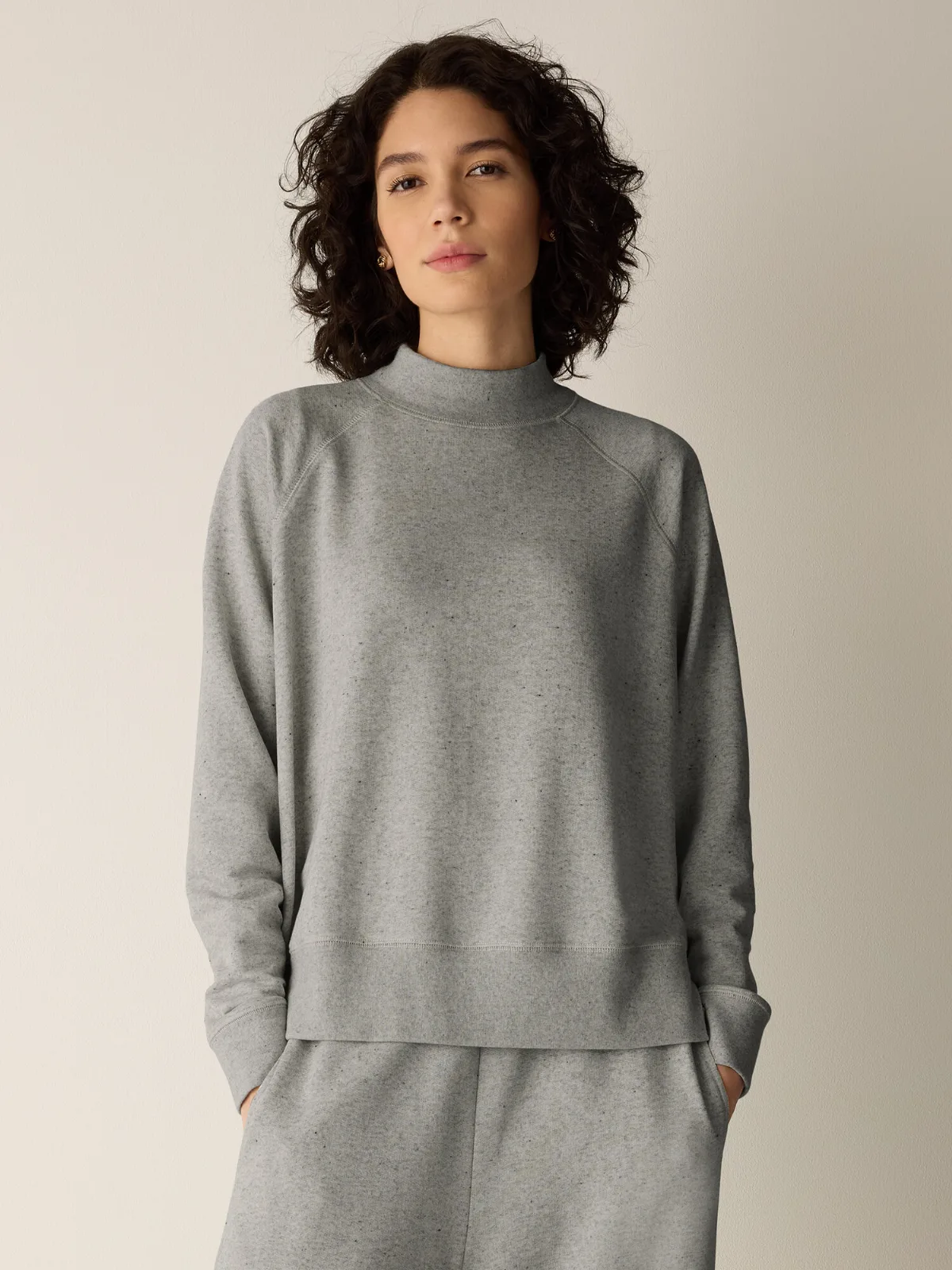 Heathered Fleece High Neck Top by EILEEN FISHER