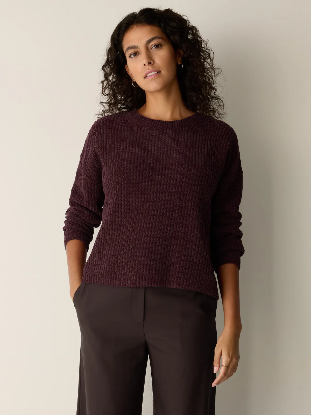 Organic Cotton Chenille Crew Neck Top by EILEEN FISHER