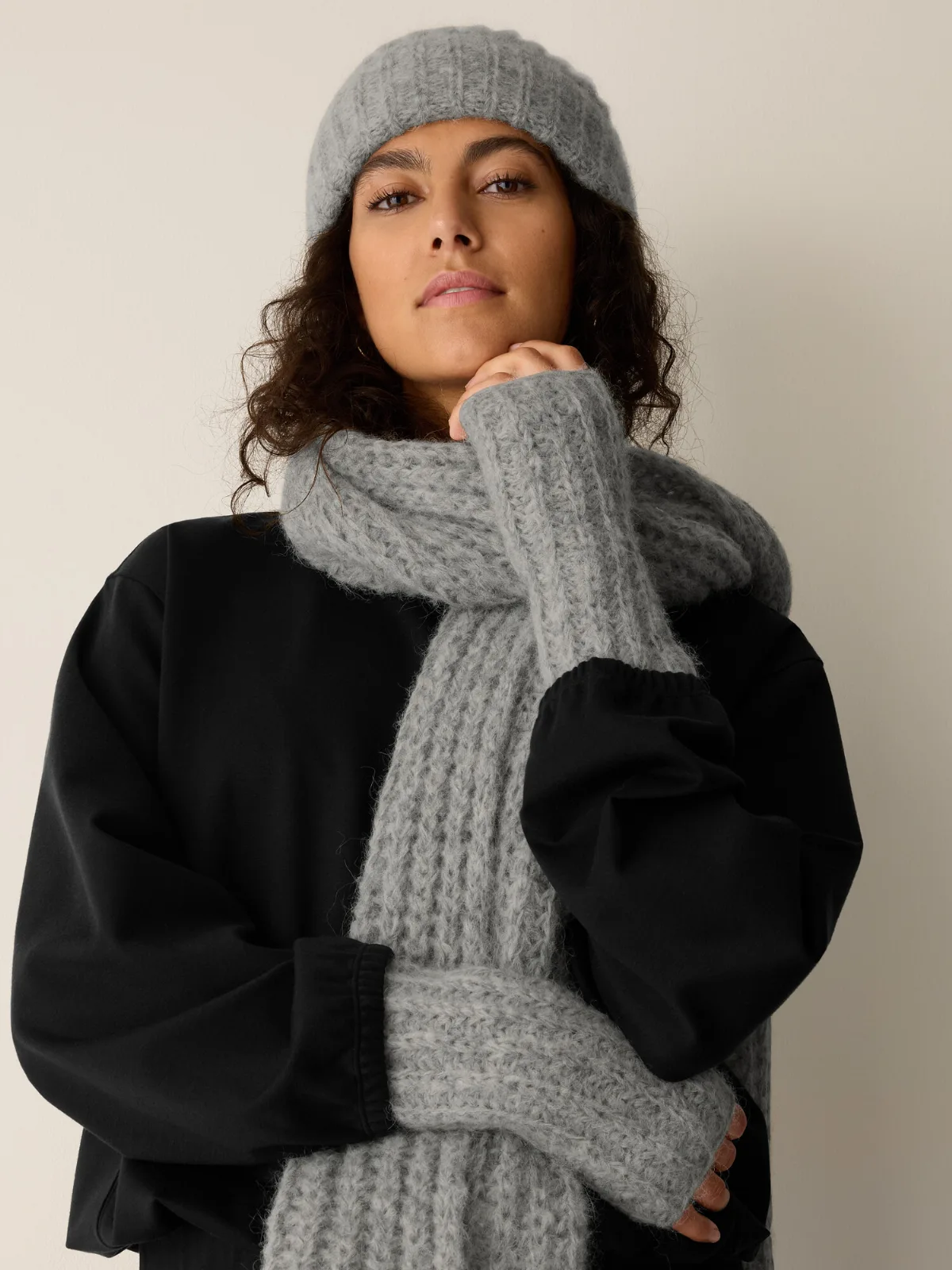 Brushed Peruvian Alpaca Blend Glovelettes by EILEEN FISHER