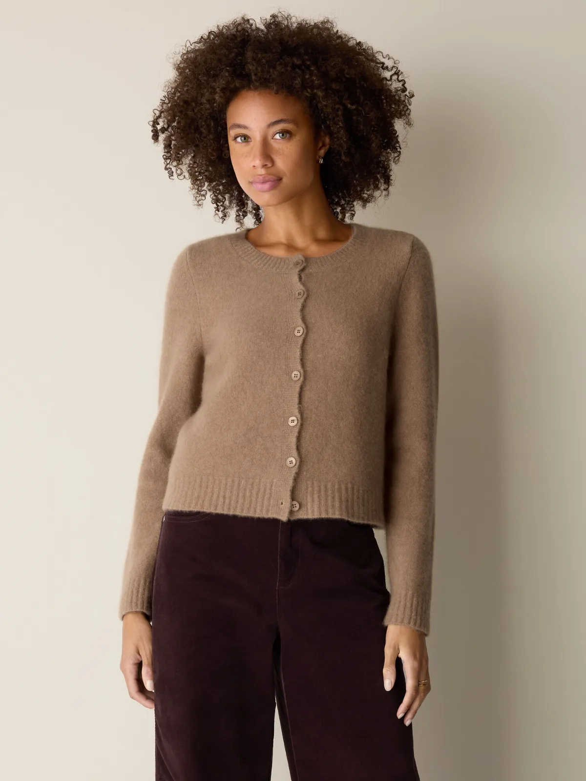 Cashmere Silk Bliss Crew Neck Cardigan by EILEEN FISHER
