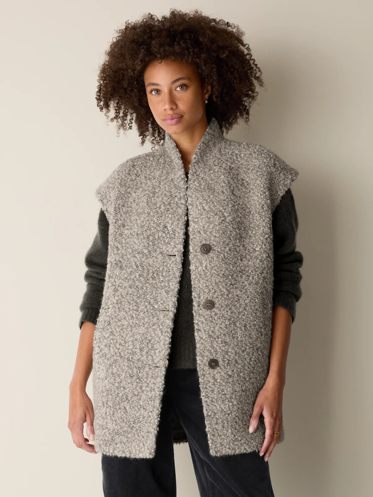 Curly Alpaca Wool Blend Vest by EILEEN FISHER