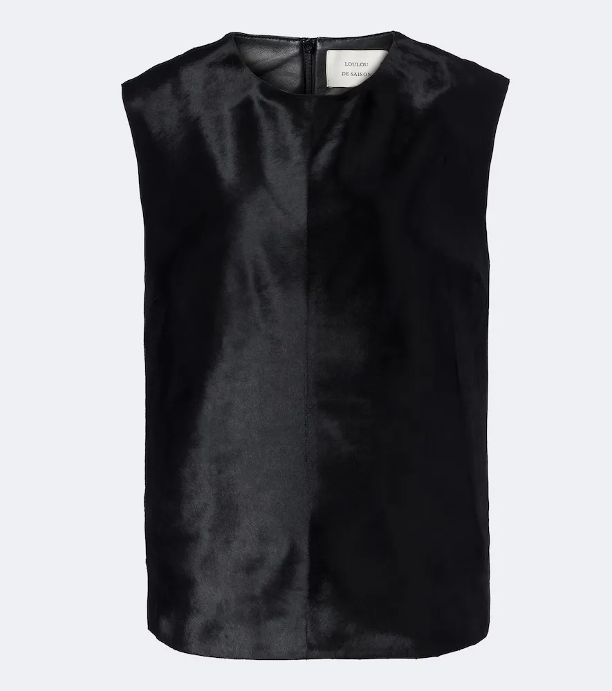 Juni Pony-Effect Leather Top by Loulou de Saison