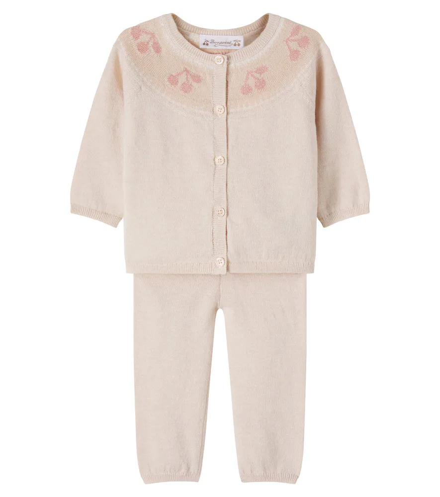 Baby Jenny Wool and Cotton Cardigan and Pants Set by Bonpoint