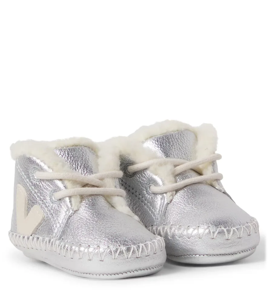 Baby Light ZZ Metallic Leather Booties by Veja Kids