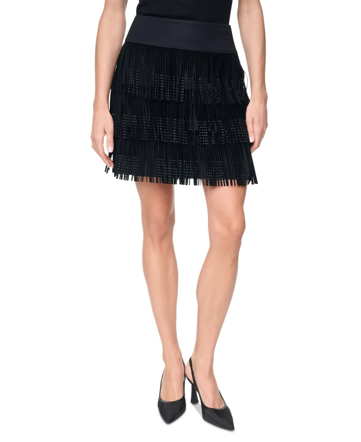 Rhinestone Fringe Skirt by Dkny
