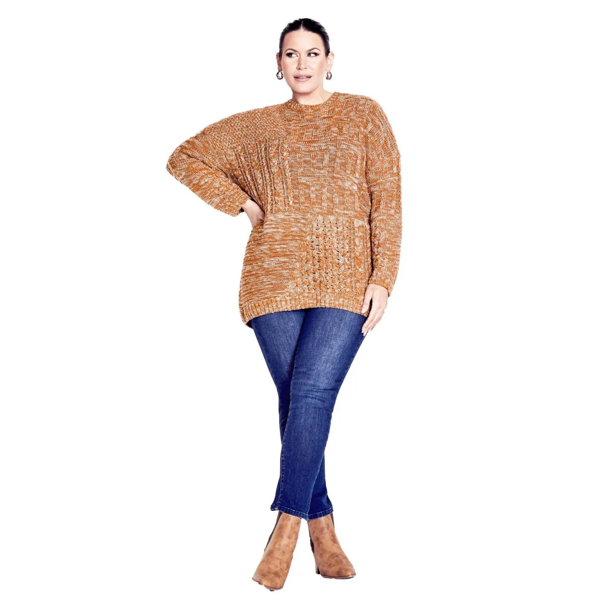 Charli Drop Shoulder Cable Sweater by Avenue