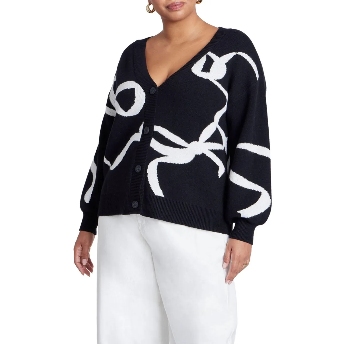Bow Print Cardigan