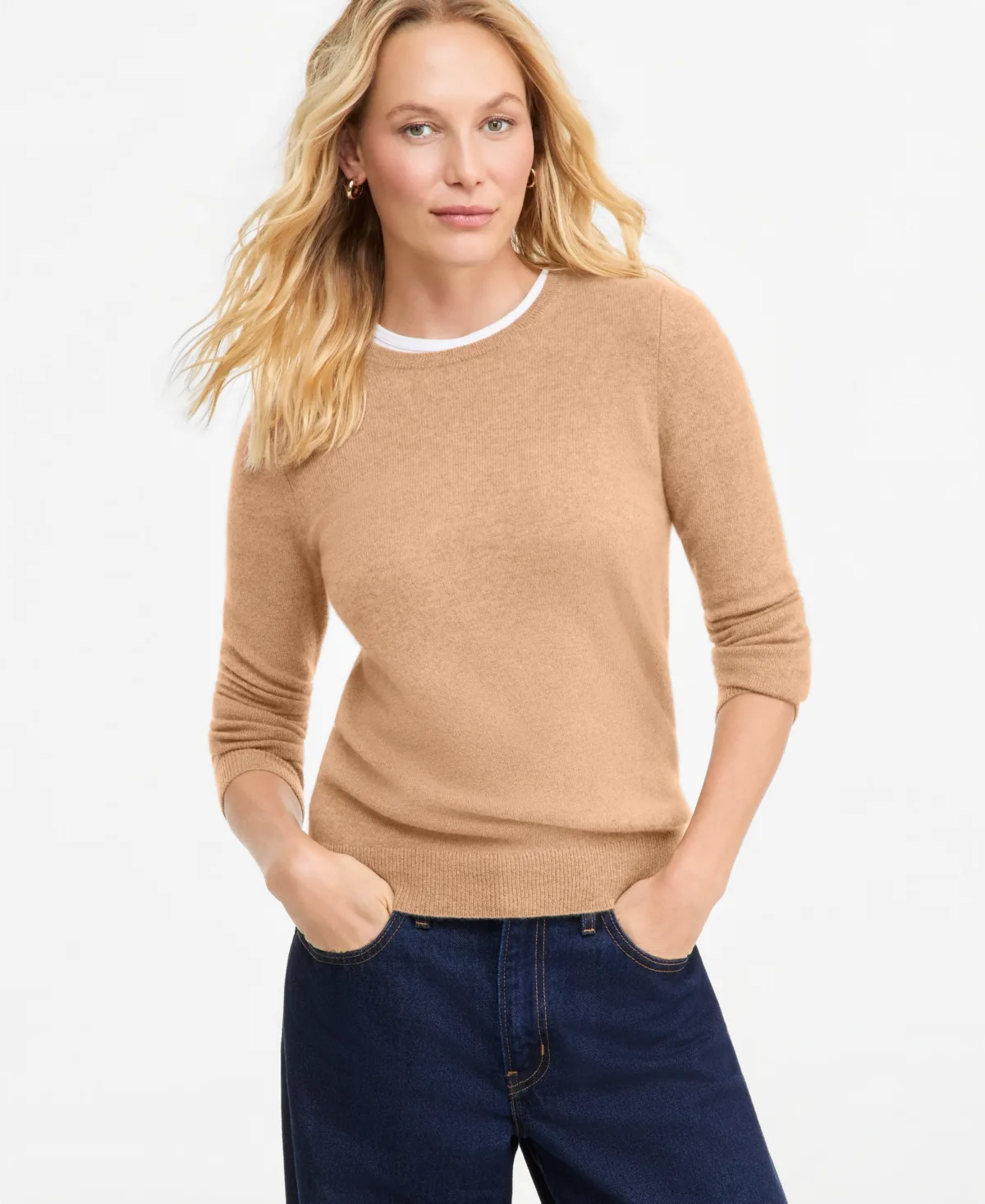 Long-Sleeve 100% Cashmere Crewneck Sweater