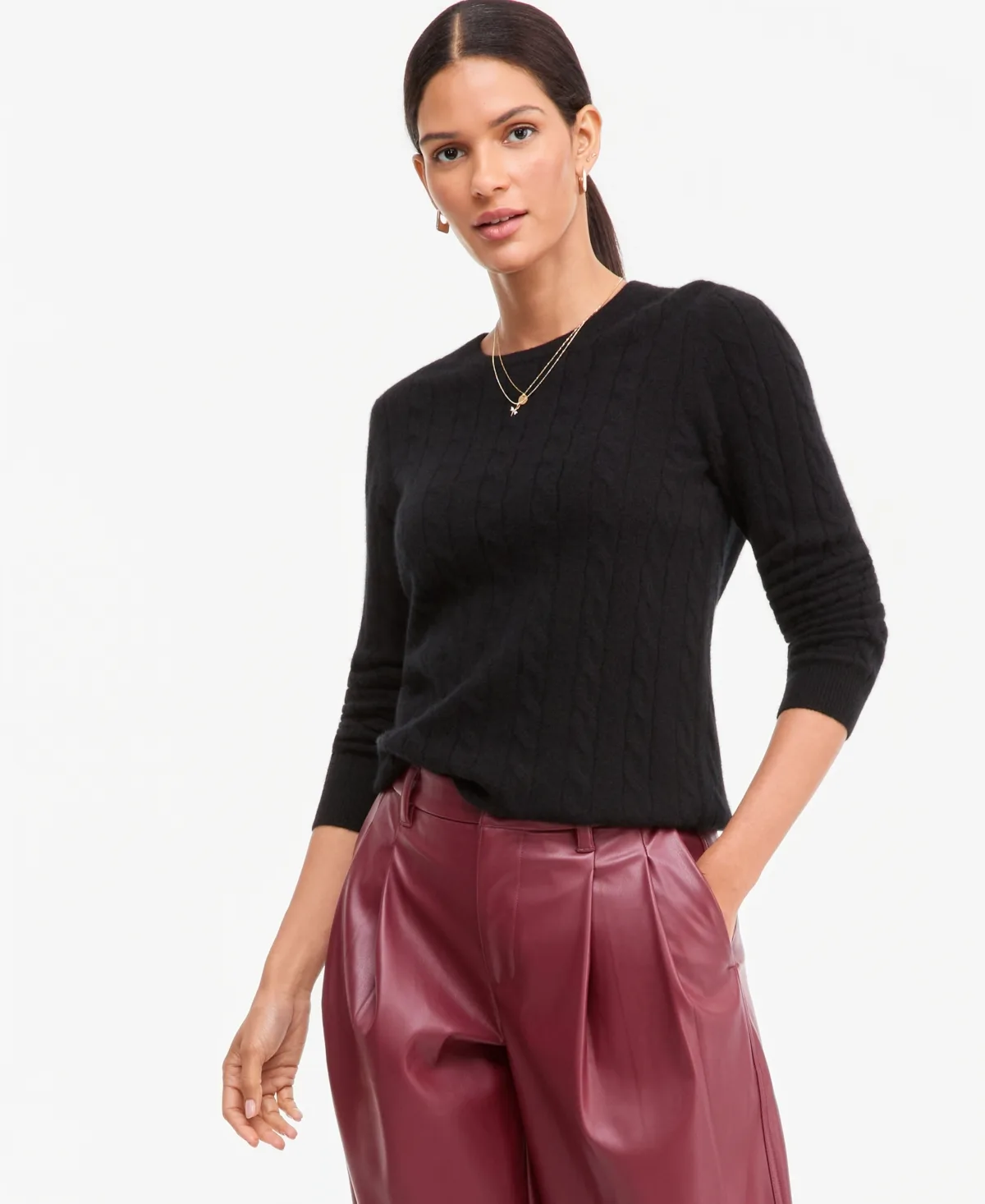 Cable-Knit Crewneck 100% Cashmere Sweater by Charter Club