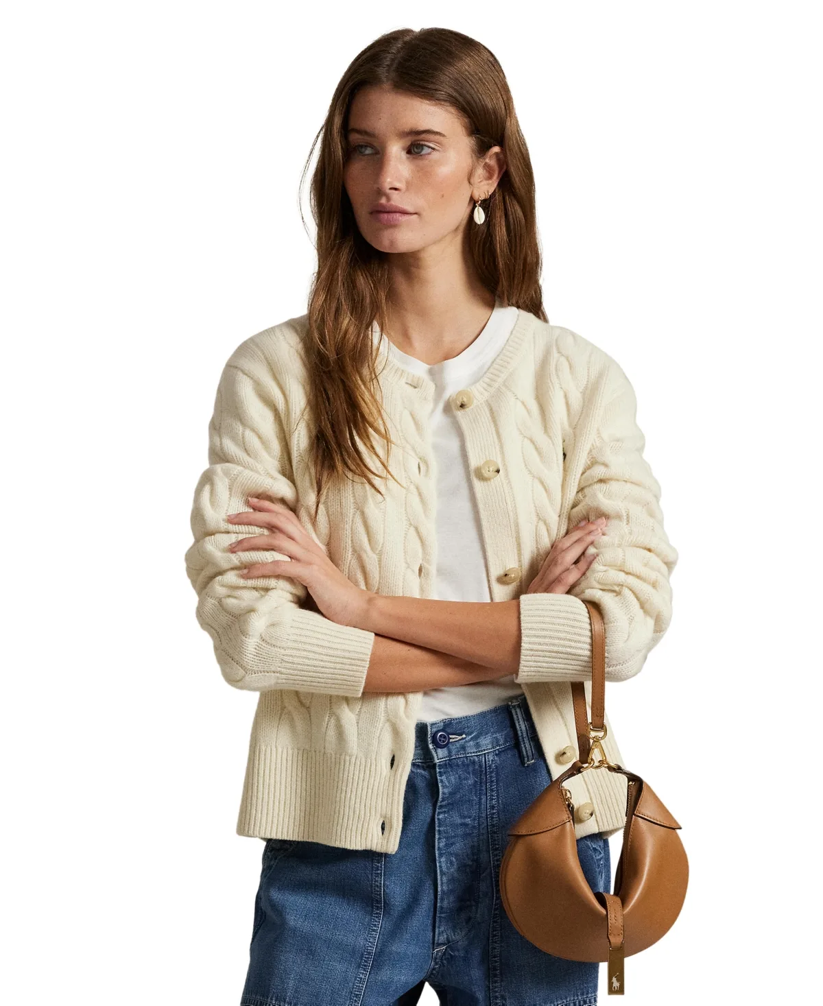 Cable-Knit Wool-Cashmere Cardigan Sweater
