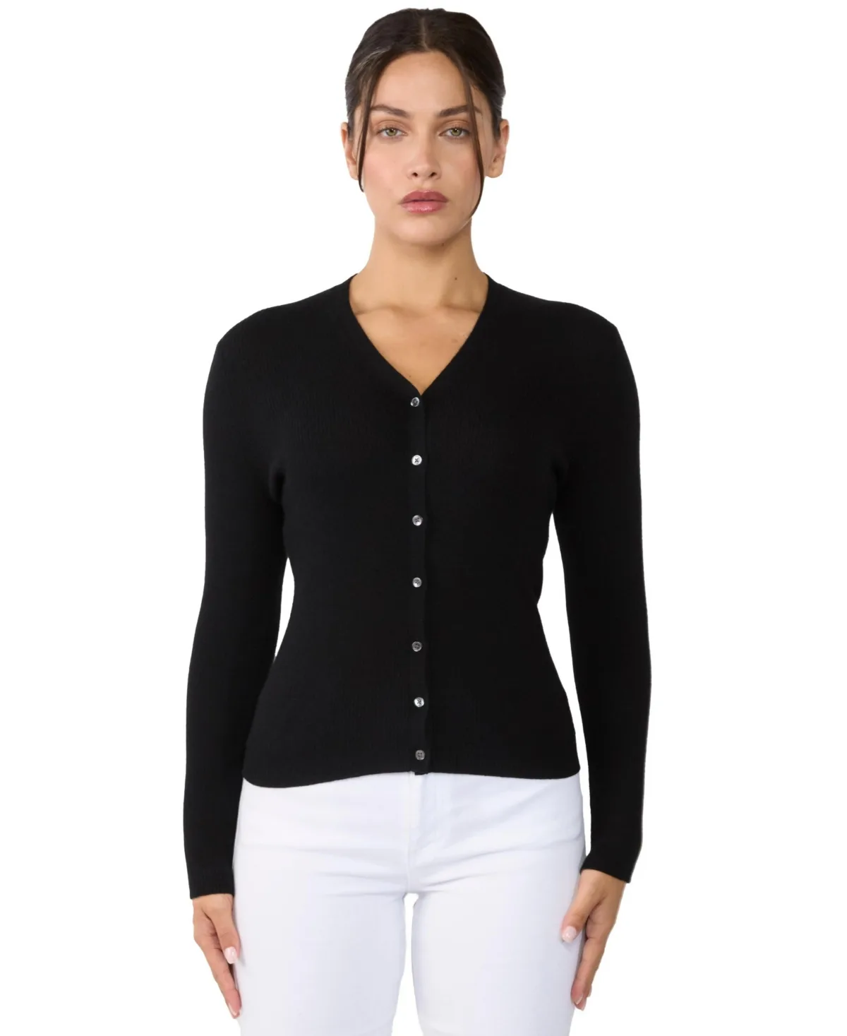100% Cashmere V-Neck Cardigan Sweater