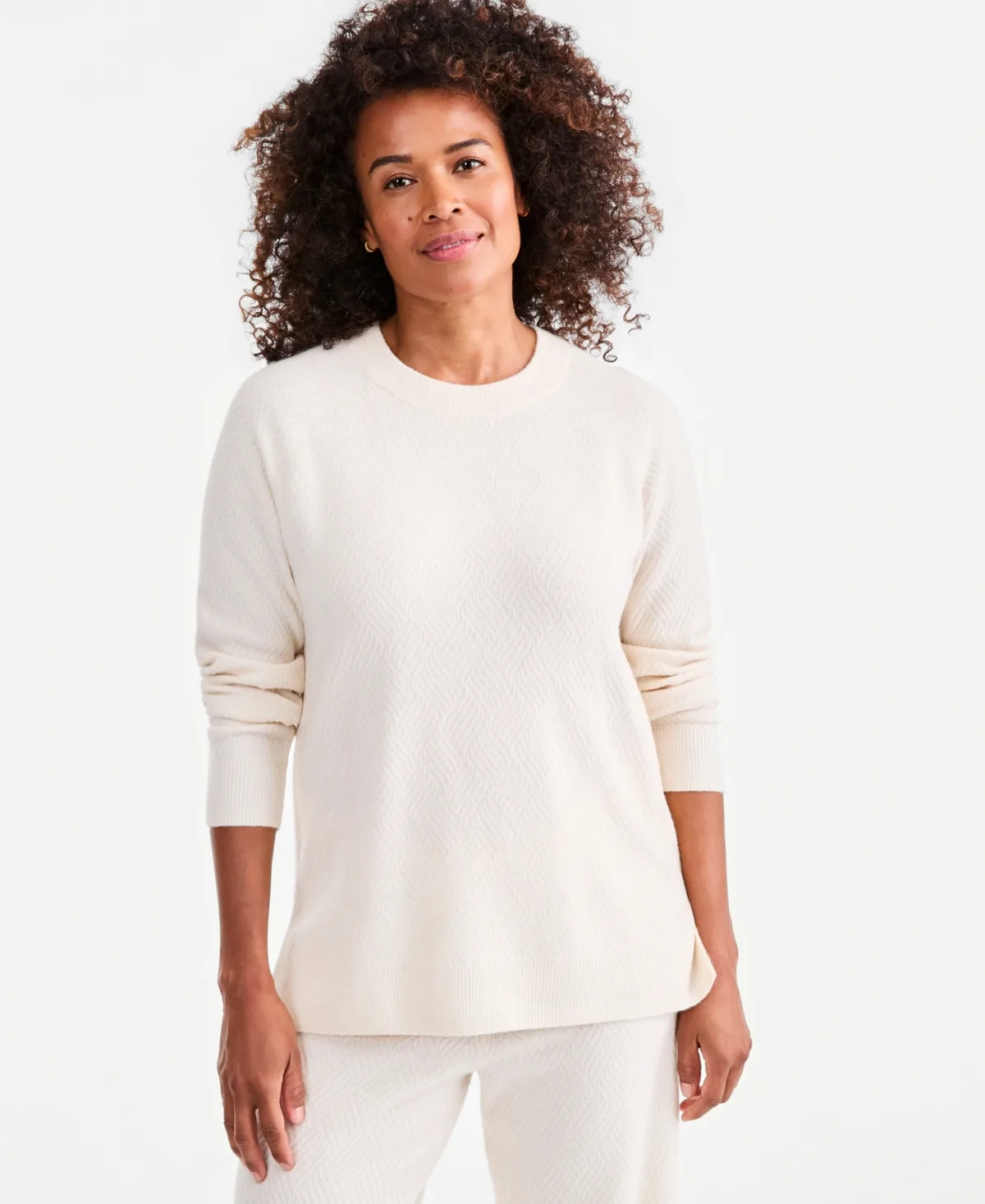 LuxSoft Novelty-Stitch Crewneck Sweater by Style & Co