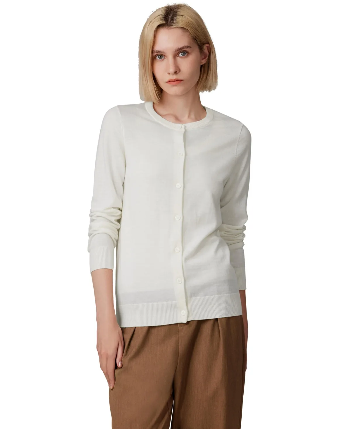 100% Merino Wool Light Weight Cardigan - Ultra Soft Fine-Gauge Sweaters Machine Washable