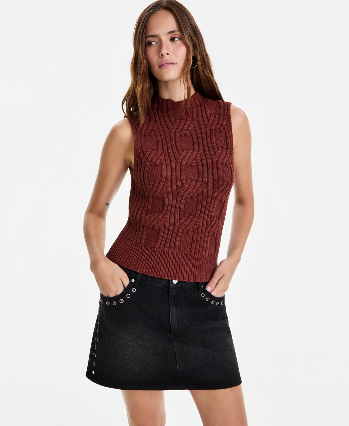 Cable-Knit Mock-Neck Shell by And Now This